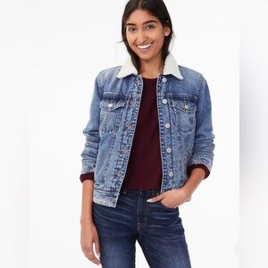 Aeropostale Blue Jean Jacket with Cream Sherpa Collar